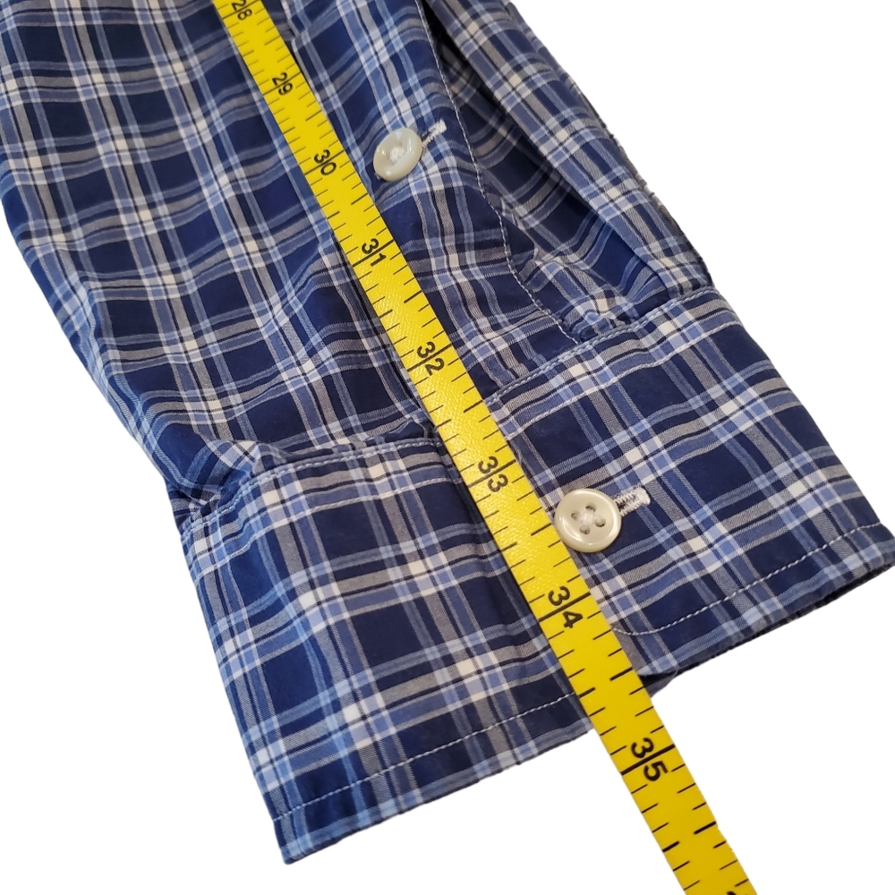 Ralph Lauren Men's Long Sleeve Button Down Shirt Pocket Blue Plaid Cotton XL - Picture 15 of 16